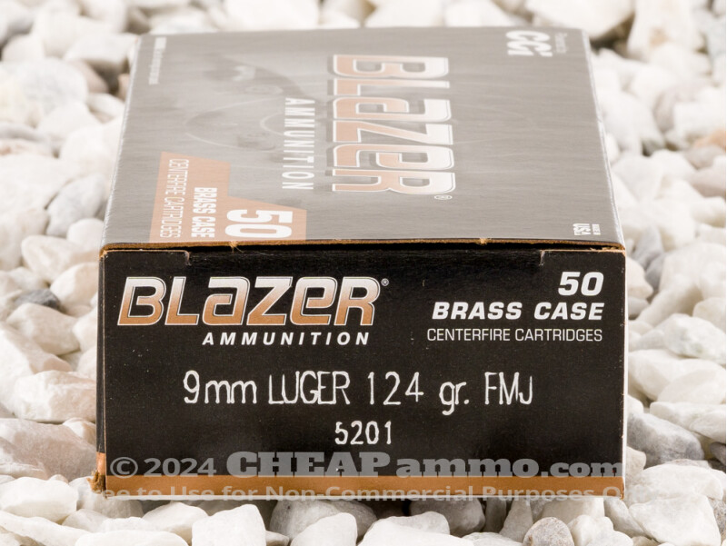 Blazer Brass 9mm Luger (9x19) Ammo for Sale - 124 Grain Full Metal Jacket  (FMJ) - 1000 Rounds
