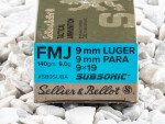 Sellier & Bellot - Full Metal Jacket - 140 Grain 9mm Luger Ammo - 1000 Rounds