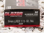 Blazer - Full Metal Jacket - 115 Grain 9mm Ammo - 50 Rounds