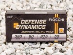 Fiocchi - Jacketed Hollow Point - 90 Grain 380 Auto Ammo - 1000 Rounds