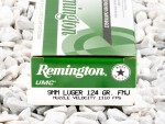 Remington - Full Metal Jacket - 124 Grain 9mm Luger Ammo - 50 Rounds