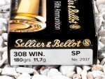Sellier & Bellot - Soft Point - 180 Grain 308 Winchester  Ammo - 20 Rounds