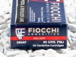 Fiocchi - Full Metal Jacket - 95 Grain 380 Auto Ammo - 1000 Rounds