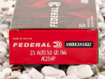 Federal - Full Metal Jacket - 50 Grain 25 ACP Ammo - 1000 Rounds