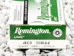 Remington - Full Metal Jacket - 165 Grain 40 Smith & Wesson Ammo - 500 Rounds