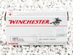 Winchester USA Full Metal Jacket (FMJ) 180 Grain 40 Smith & Wesson Ammo - 50 Rounds