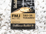 Sellier & Bellot - Full Metal Jacket - 85 Grain 7.62mm Tokarev Ammo - 50 Rounds