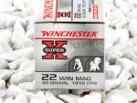 Winchester - Jacketed Hollow Point - 40 Grain 22 Magnum Ammo - 50 Rounds