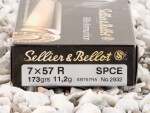 Sellier & Bellot - Soft Point Cutting Edge(SPCE) - 173 Grain 7x57R Ammo - 20 Rounds