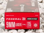 Federal Full Metal Jacket (FMJ) 115 Grain 9mm Luger (9x19)  Ammo - 50 Rounds