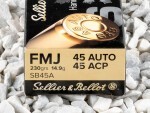 Sellier & Bellot - Full Metal Jacket - 230 Grain 45 ACP Ammo - 1000 Rounds