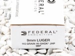 Federal - Jacketed Hollow Point - 115 Grain 9mm Ammo - 50 Rounds