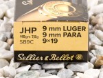 Sellier & Bellot - Jacketed Hollow Point - 115 Grain 9mm Ammo - 1000 Rounds