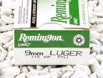 Remington - Full Metal Coat - 115 Grain 9mm Luger Ammo - 50 Rounds
