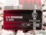 Fiocchi - Full Metal Jacket - 50 Grain 25 ACP Ammo - 50 Rounds
