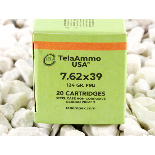 7.62x39 Ammo - Tela Impex124 Grain Full Metal Jacket - 1000 Rounds